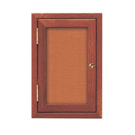 United Visual Products Single Door Enclosed Radius EZ Tack Board, 24"x36", Header, Gold/Marble UV7011EZ-MARBLE-GOLD